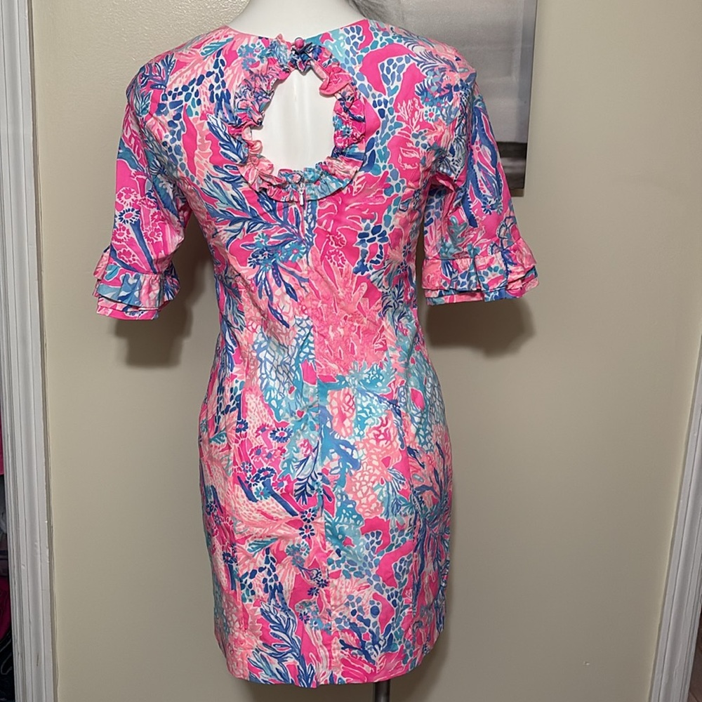 LILLY PULITZER Fiesta Sheath Pascha Hot Pink Aquadesiac Ruffle Dress
Size 0 - Picture 9 of 16